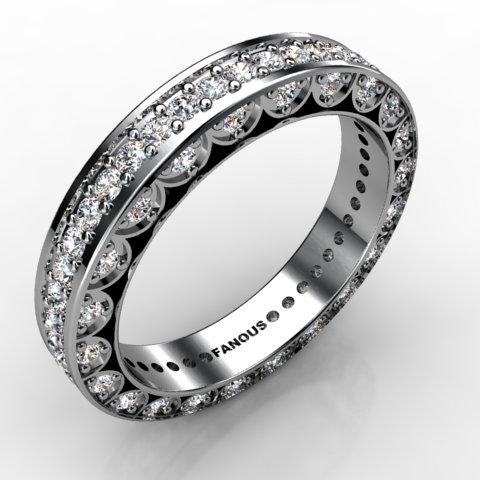 18k White Gold Wedding Band 1.364ct - 0300754-18kw